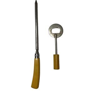 Vintage Bakelite Butterscotch Handle Bottle Opener Ice Pick Barware